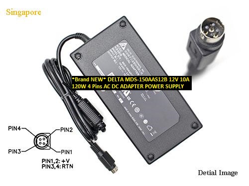 *Brand NEW* 120W DELTA 12V 10A MDS-150AAS12B 4 Pins AC DC ADAPTER POWER SUPPLY